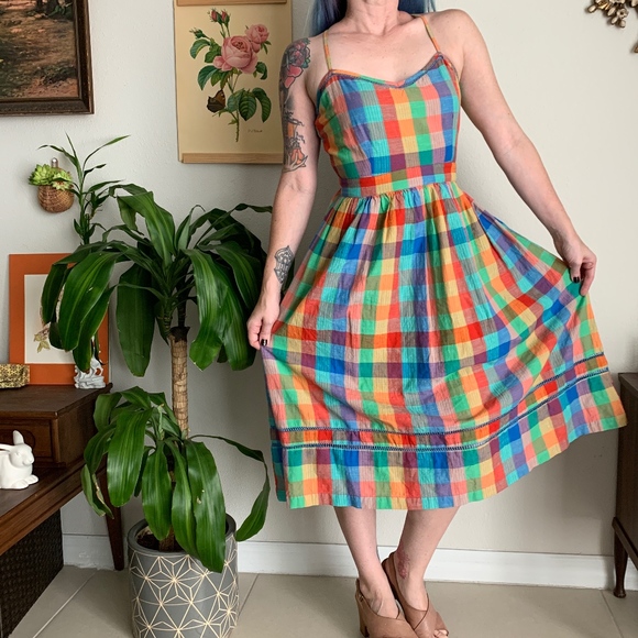 rainbow checkered dress